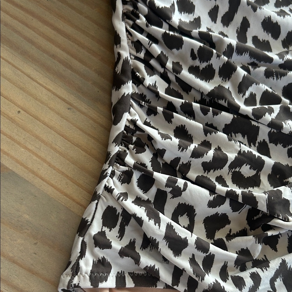 J. Crew Leopard Print Ruched Bandeau One-Piece Swimsuit - Picture 10 of 14